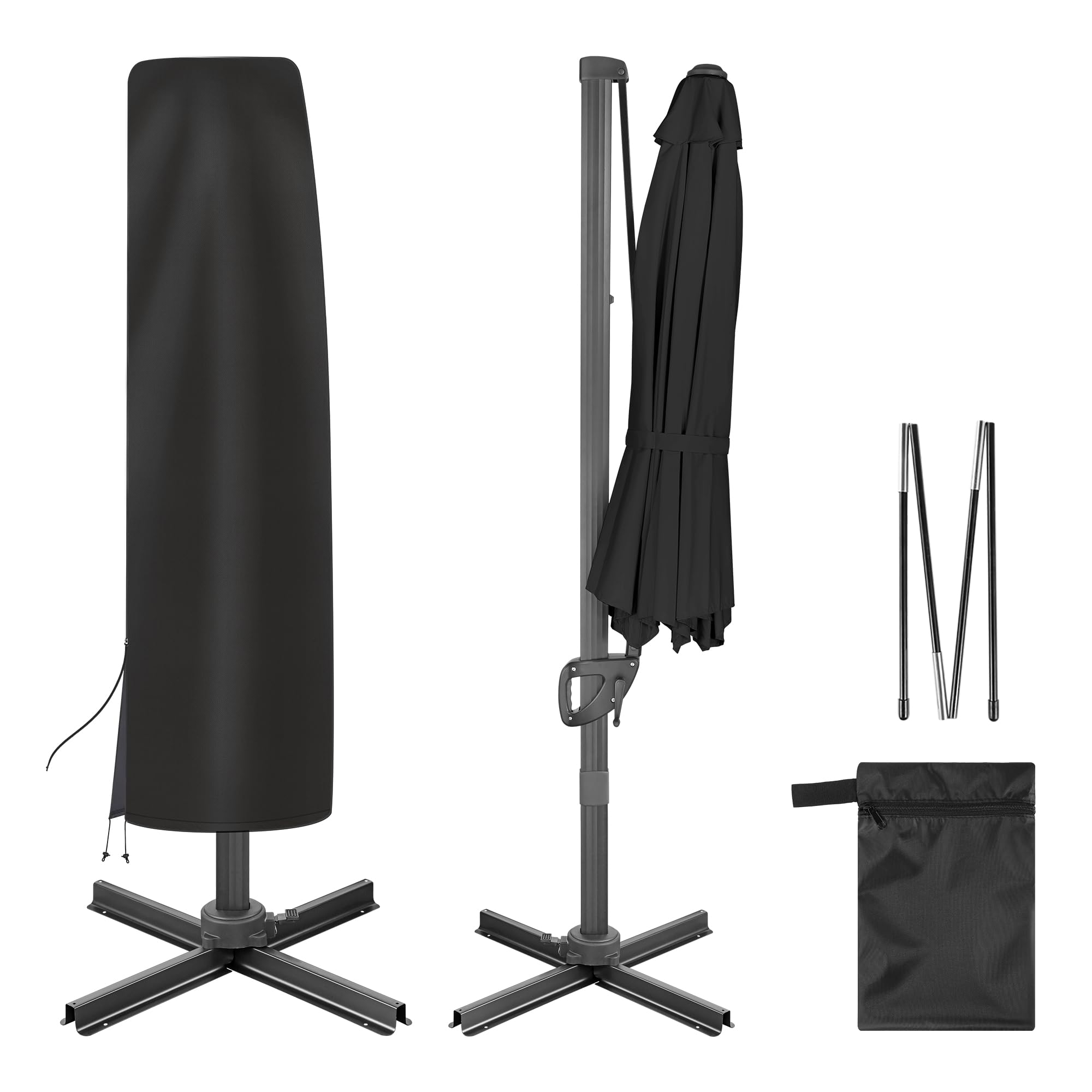 Ackmizz Cantilever Umbrella Cover - Waterproof 420D Oxford Offset Patio Umbrella Covers With Telescopic Pole. Banana Style Paras