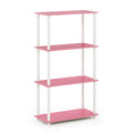 Furinno Turn-N-Tube 4-Tier Multipurpose Shelf Display Rack, Round Tubes, Pink/White