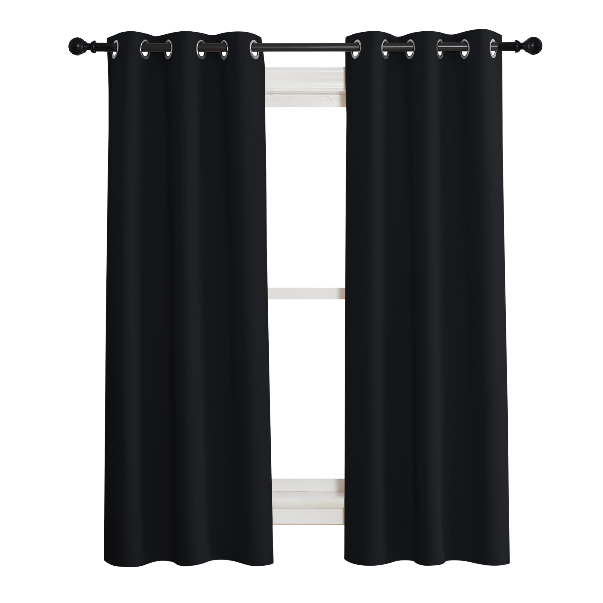 Nicetown Soundproof Thermal Insulated Blackout Curtain, Single Panel, 34 Inches By 84 Inch, Black, Thermal Insulated Solid Grommet Blackout Drape For Dining Room