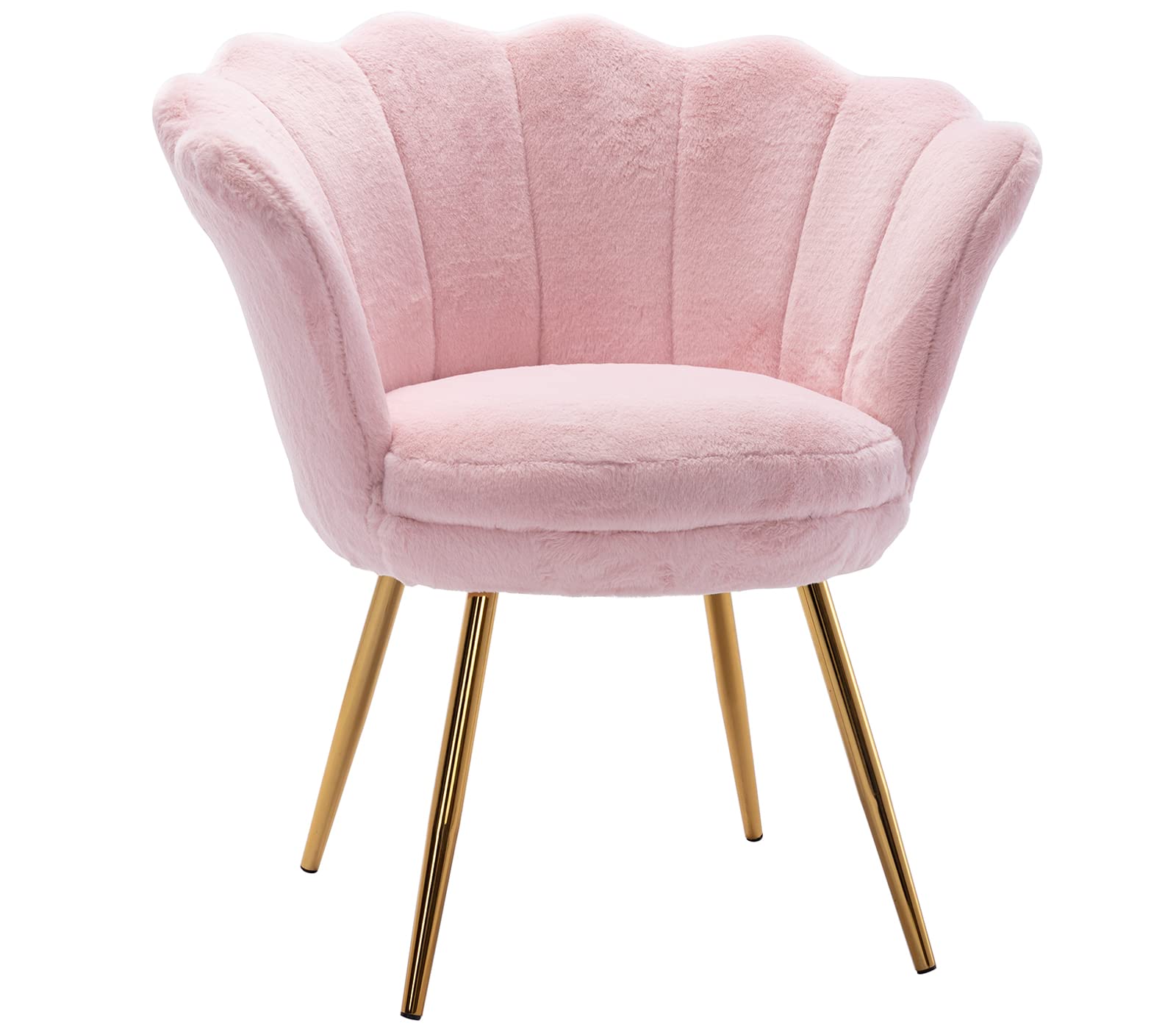Chairus Living Room Chair, Faux Fur Mid Century Modern Retro Leisure Accent Chair With Golden Metal Legs, Vanity Chair For Bedro