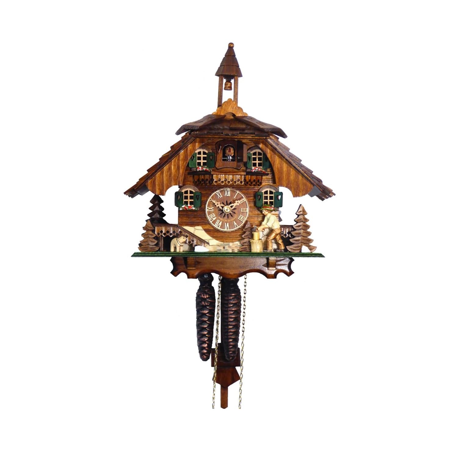 Alexander Taron 4441 Engstler Weight-Driven Cuckoo Clock-Full Size-12 H X 10.75" W X 6.75" D, Brown