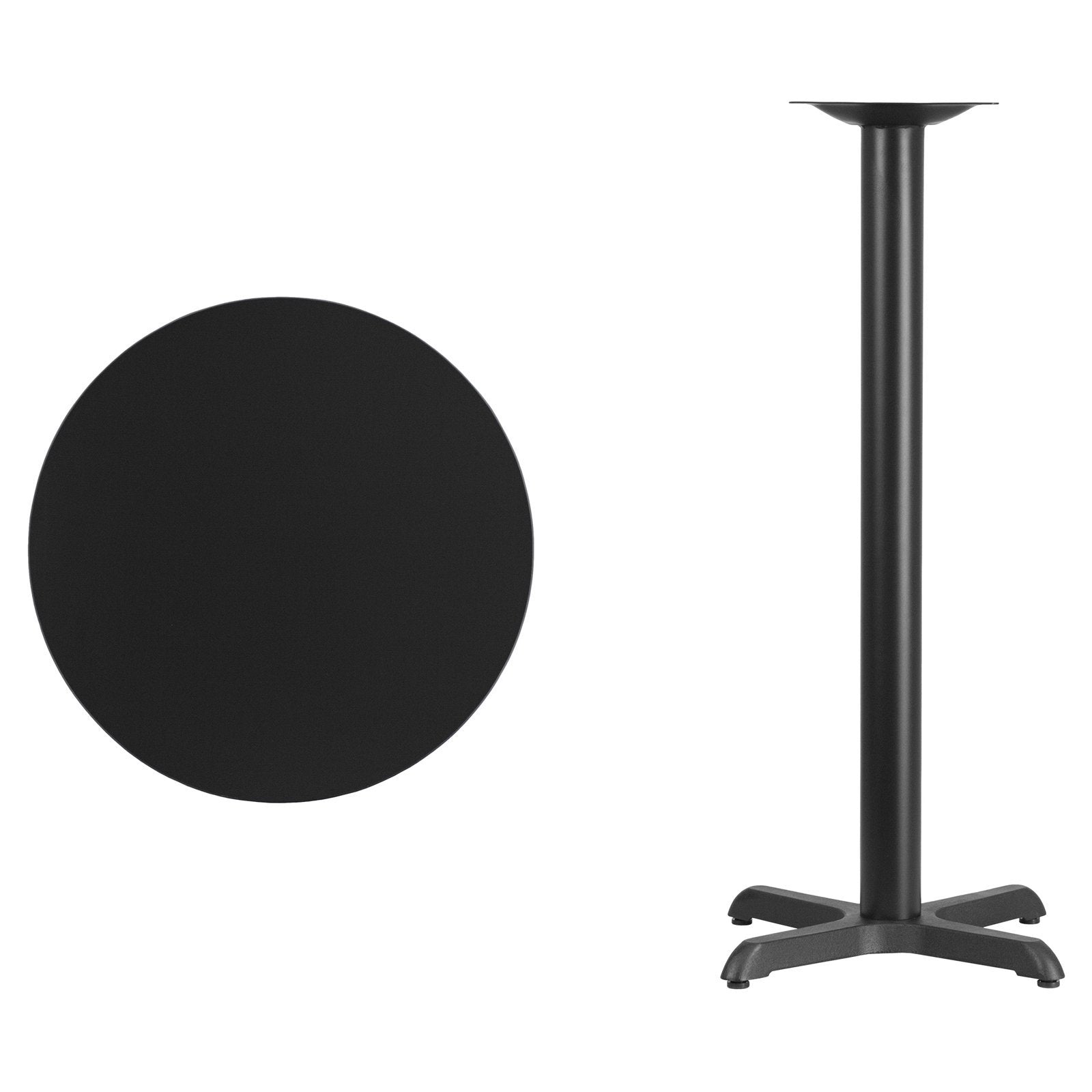 Flash Furniture Stiles 24'' Round Black Laminate Table Top with 22'' x 22'' Bar Height Table Base