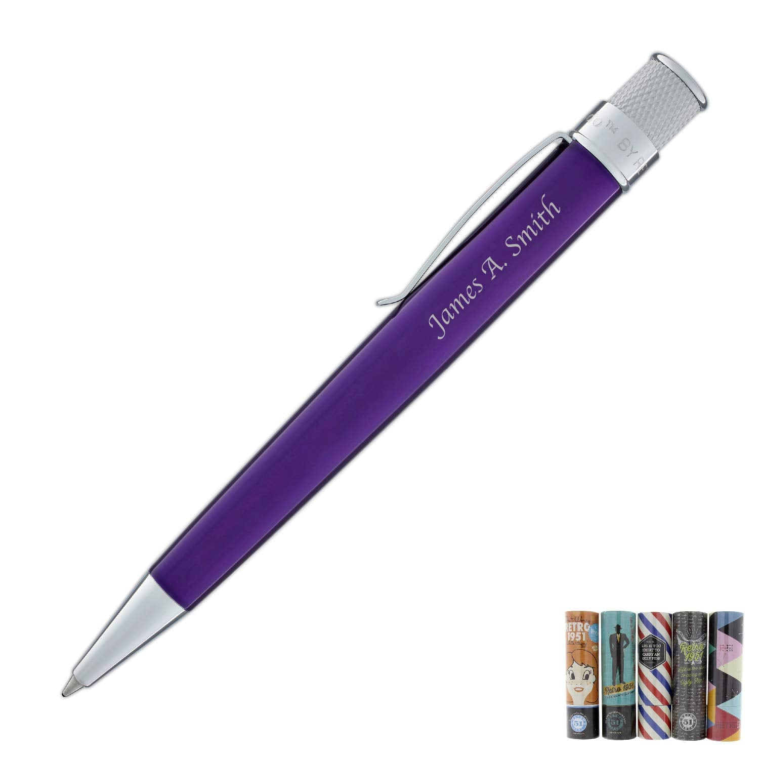 Retro 51 Engraved/Personalized Tornado Collection 'Purple' Rollerball Pen - Custom Engraving Vrr-1317