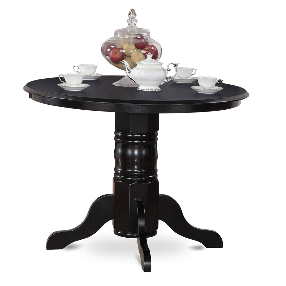East West Furniture Shelton 5 Piece Modern Set Includes a Round Kitchen Table with Pedestal and 4 Faux Leather Dining Room Chairs, 42x42 Inch, Black