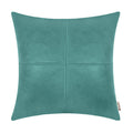 BRAWARM Faux Leather Throw Pillow Covers 18 X 18 Inches, Teal Leather Pillow Cover, Hand Stitched Leather Decorative Pillow Cove