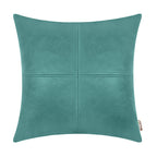 BRAWARM Faux Leather Throw Pillow Covers 18 X 18 Inches, Teal Leather Pillow Cover, Hand Stitched Leather Decorative Pillow Cove