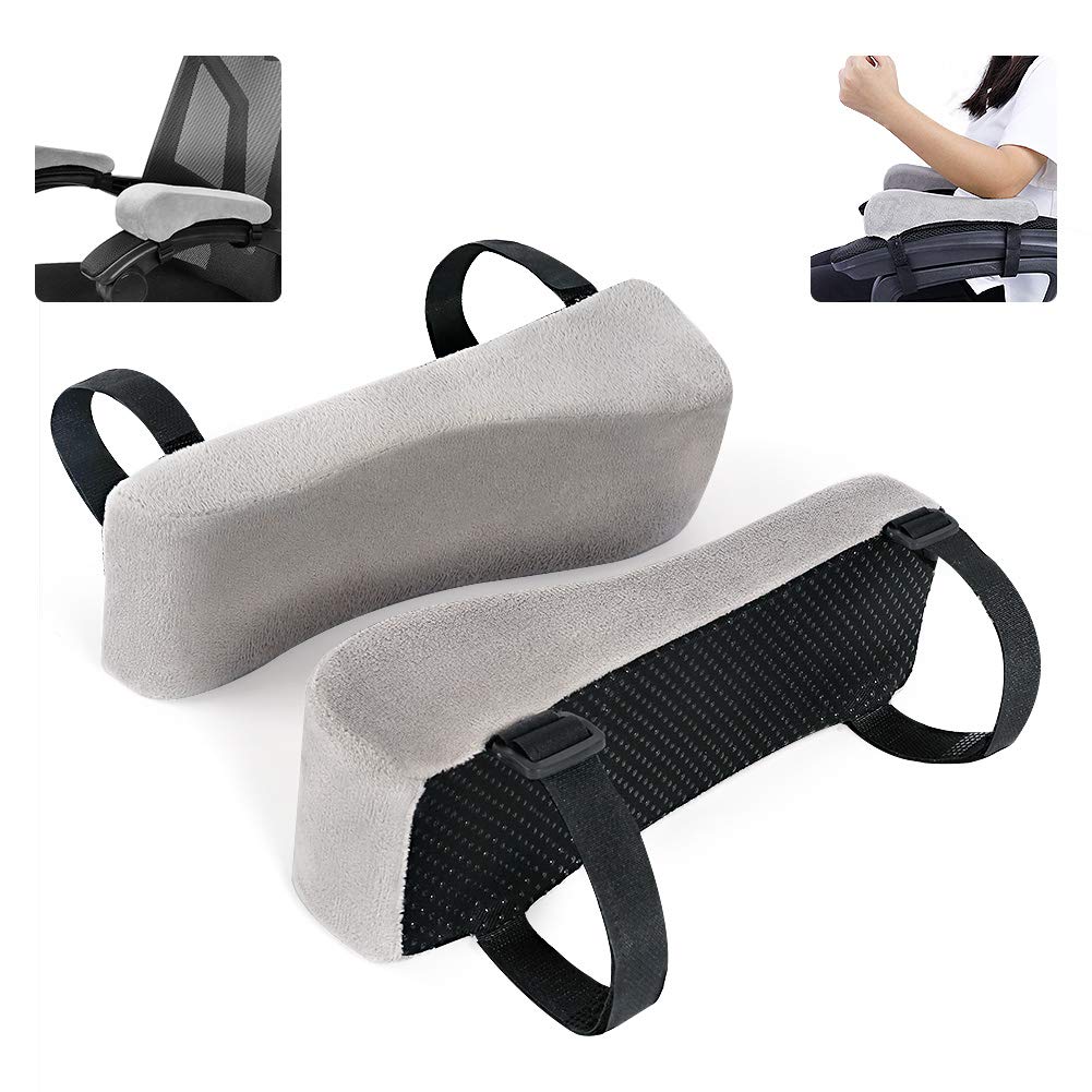 bokemar Memory Foam Arm Rest Office Chair Armrest Pads and Elevated Sloped Armrest - Universal Cushion Covers for Armrest and El