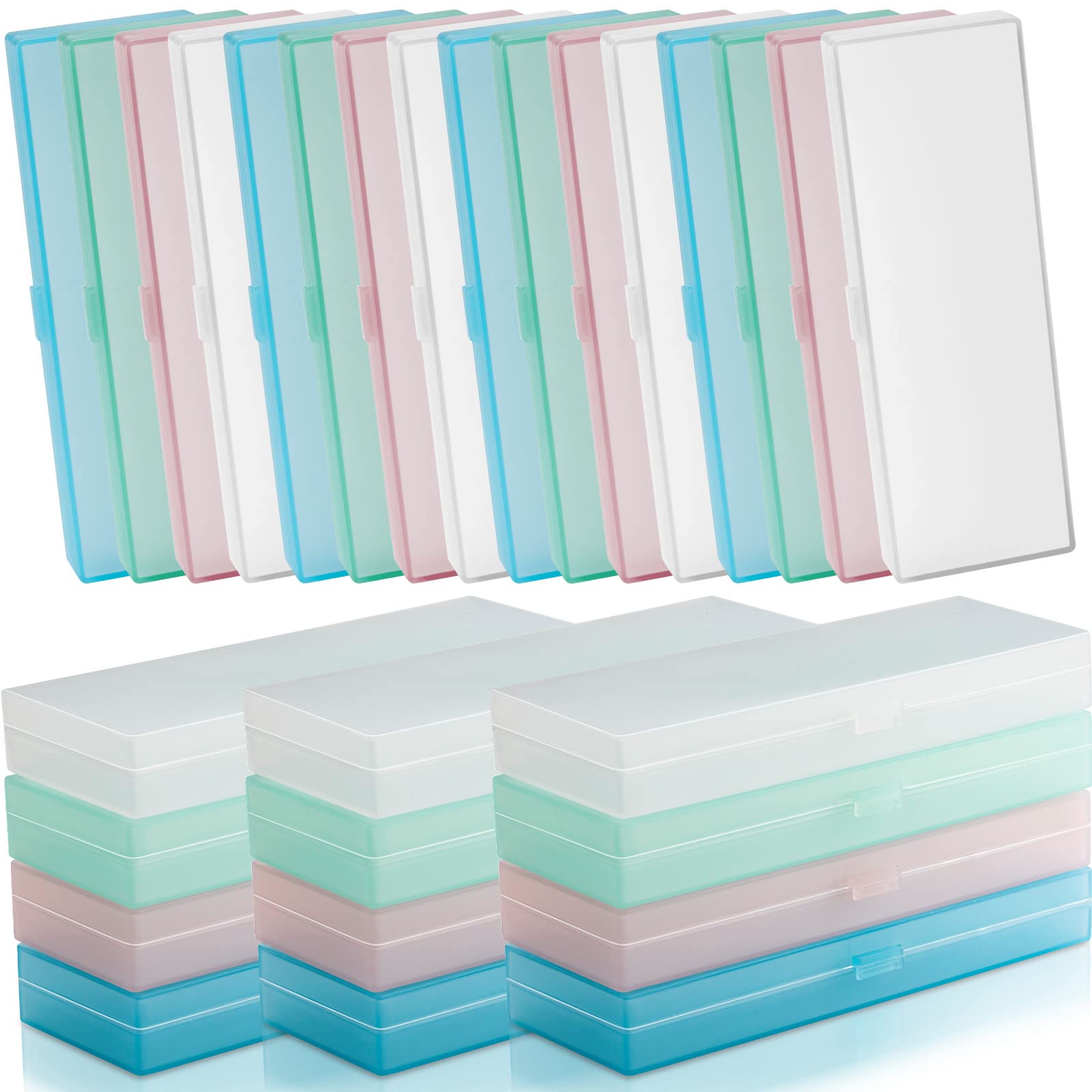Fainne 36 Pieces Frosted Plastic Pencil Box Plastic Pencil Case Pencil Holder With Lid And Snap Closure Bulk For School Office S