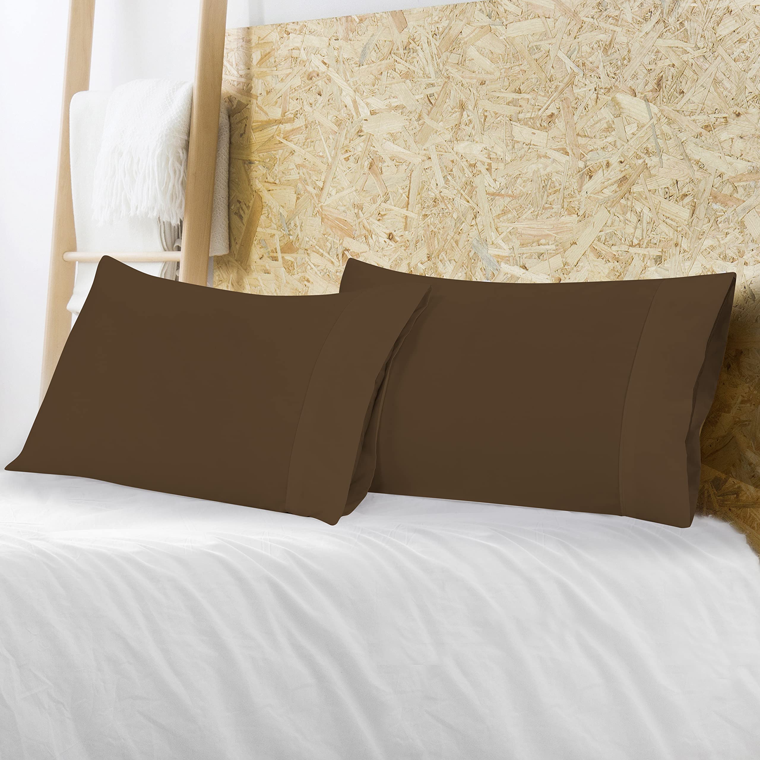 Royale Linens Queen Pillowcase Set Of 2 - Bed Pillow Cover - 20X30 - Chocolate Pillowcases - 1800 Brushed Microfiber, Wrinkle &