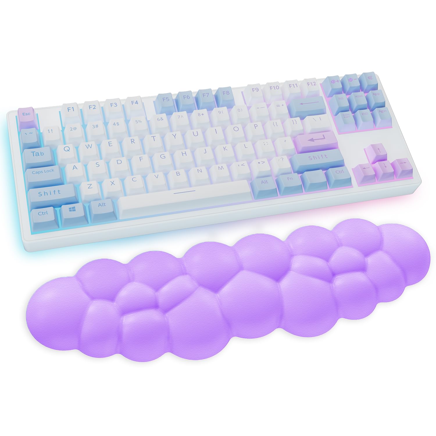 Cloud Wrist Rest Keyboard, Purple Cloud Palm Rest With Pu Leather Memory Foam Cute Keyboard Rest For Wrist Support And Arm Rest,