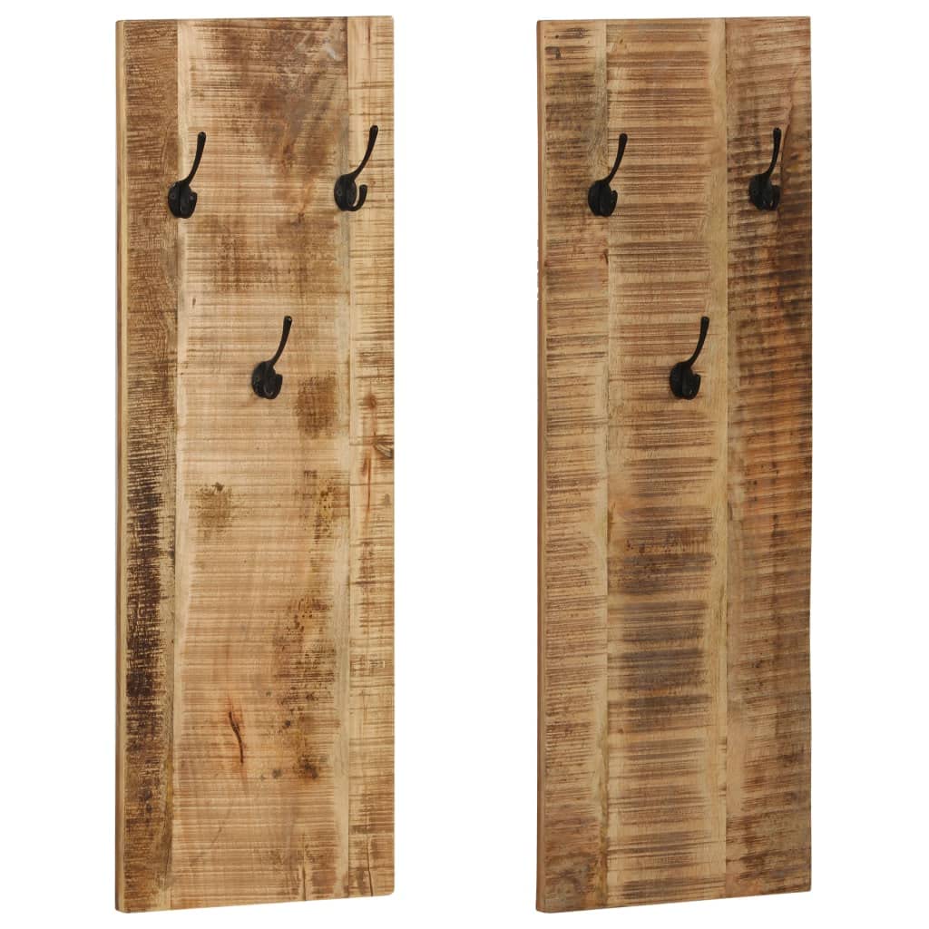 SKM Wall-Mounted Coat Racks 2 pcs Solid Mango Wood 14.2x43.3x1.2 -6025