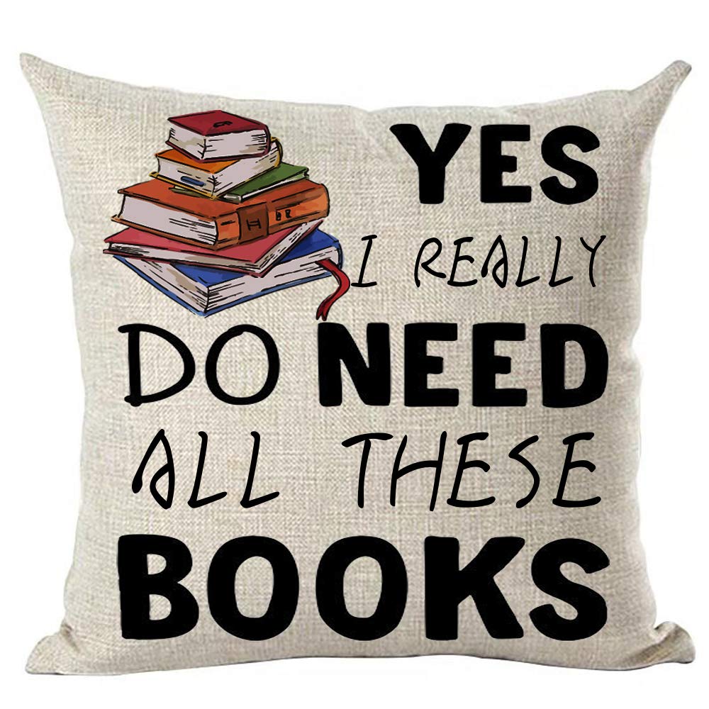 Ramirar Black Word Art Yes I Really Do Need All These Colorful Books Inspirational Decorative Throw Pillow Cover Case Home Livin