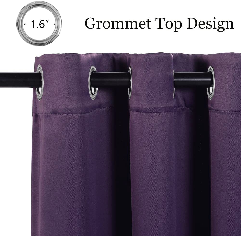 Mysky Home Blackout Curtains For Living Room Thermal Insulated Grommet Curtain Room Darkening Window Panel For Bedroom, 1 Curtain Panel, 42 X 63 Inch, Royal Purple