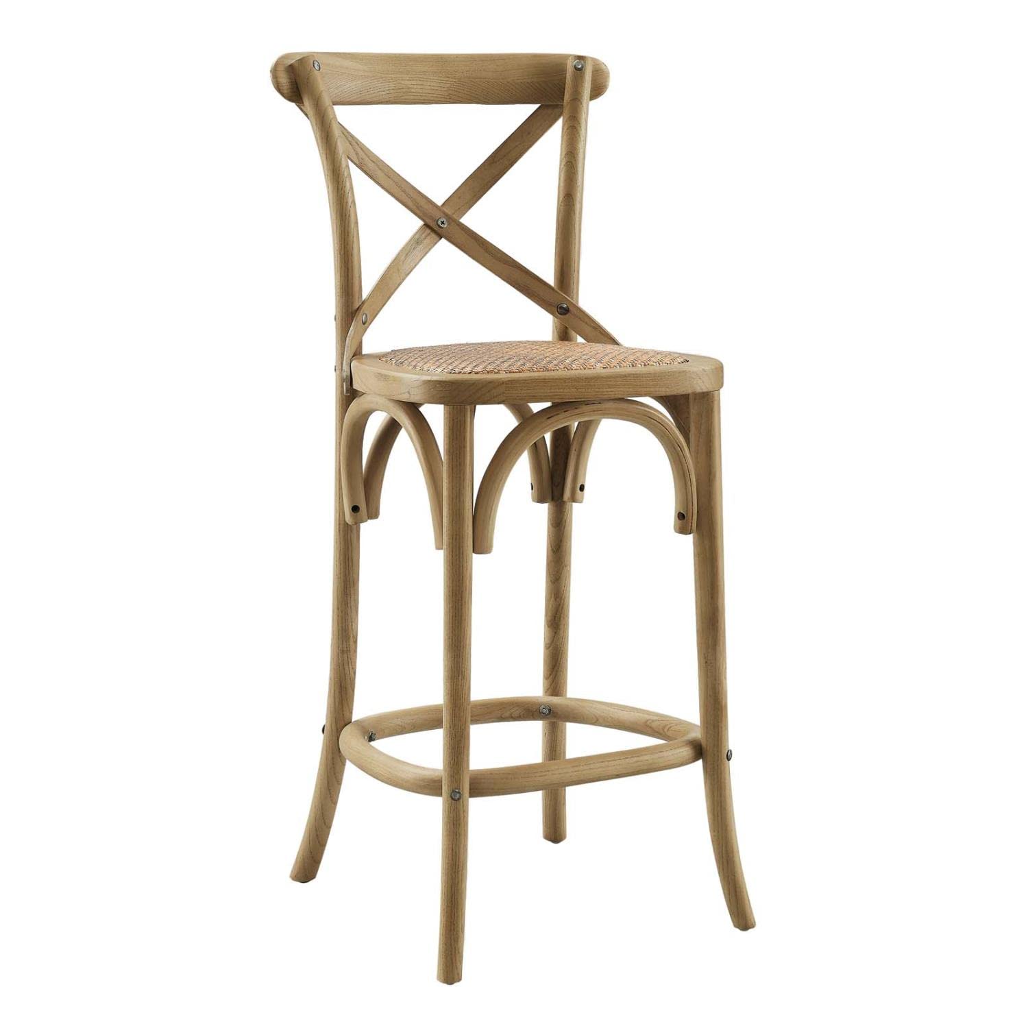 Modway Gear Counter Stool In Natural, 19 X 17.5 X 39.5