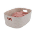 Welaxy Nordic Felt Storage Bin with Handles Beige Oatmeal Shelf Basket