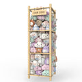 Stuffed Animal Storage & Organizer, Wooden Eco-Friendly Toy Holder with Elastic Ropes & DetachableBag, Fun Interactive Plush Toy