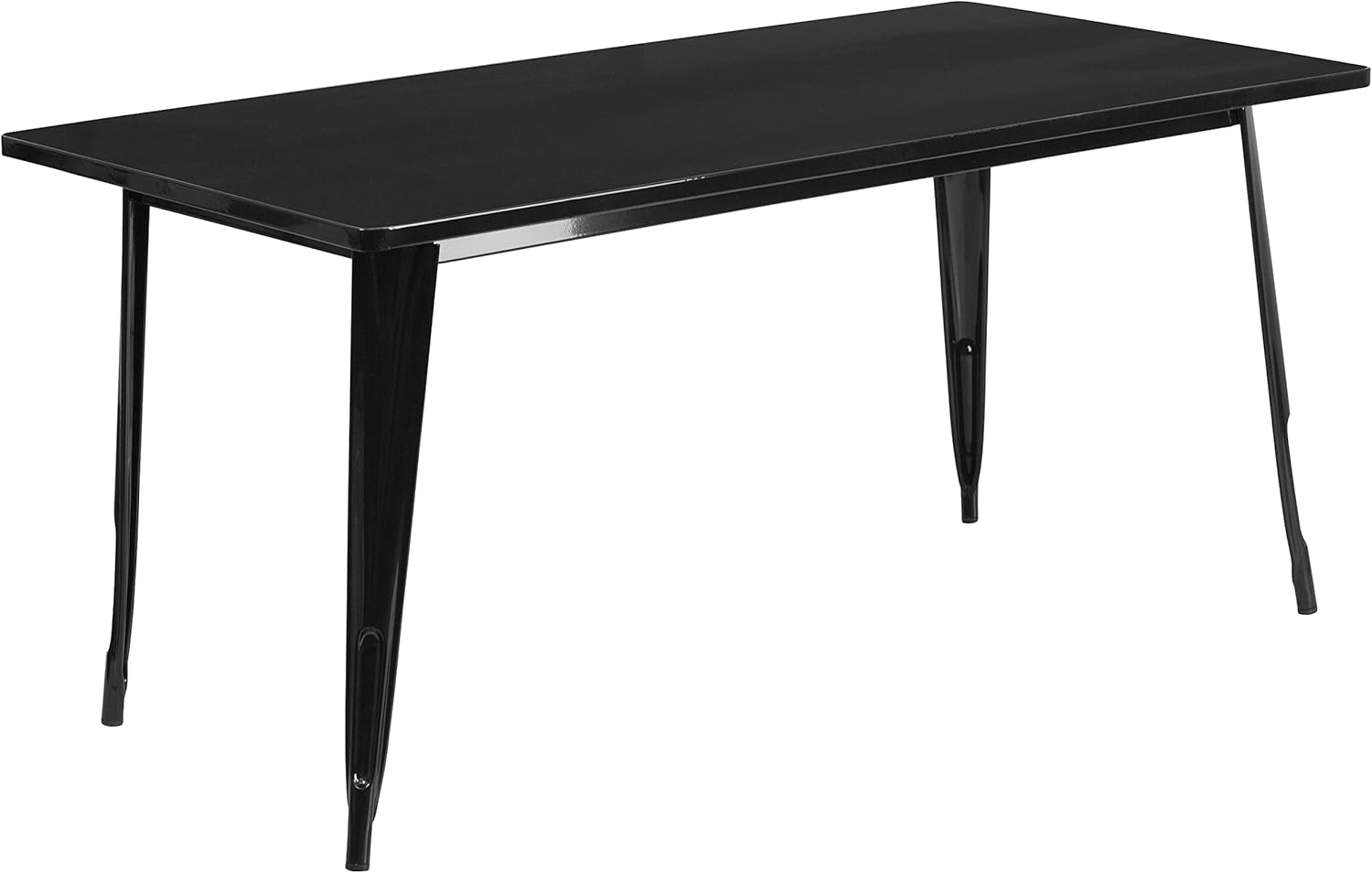 Commercial Grade 31.5 Square Black Metal Indoor-Outdoor Table Set with 4 Stack Chairs