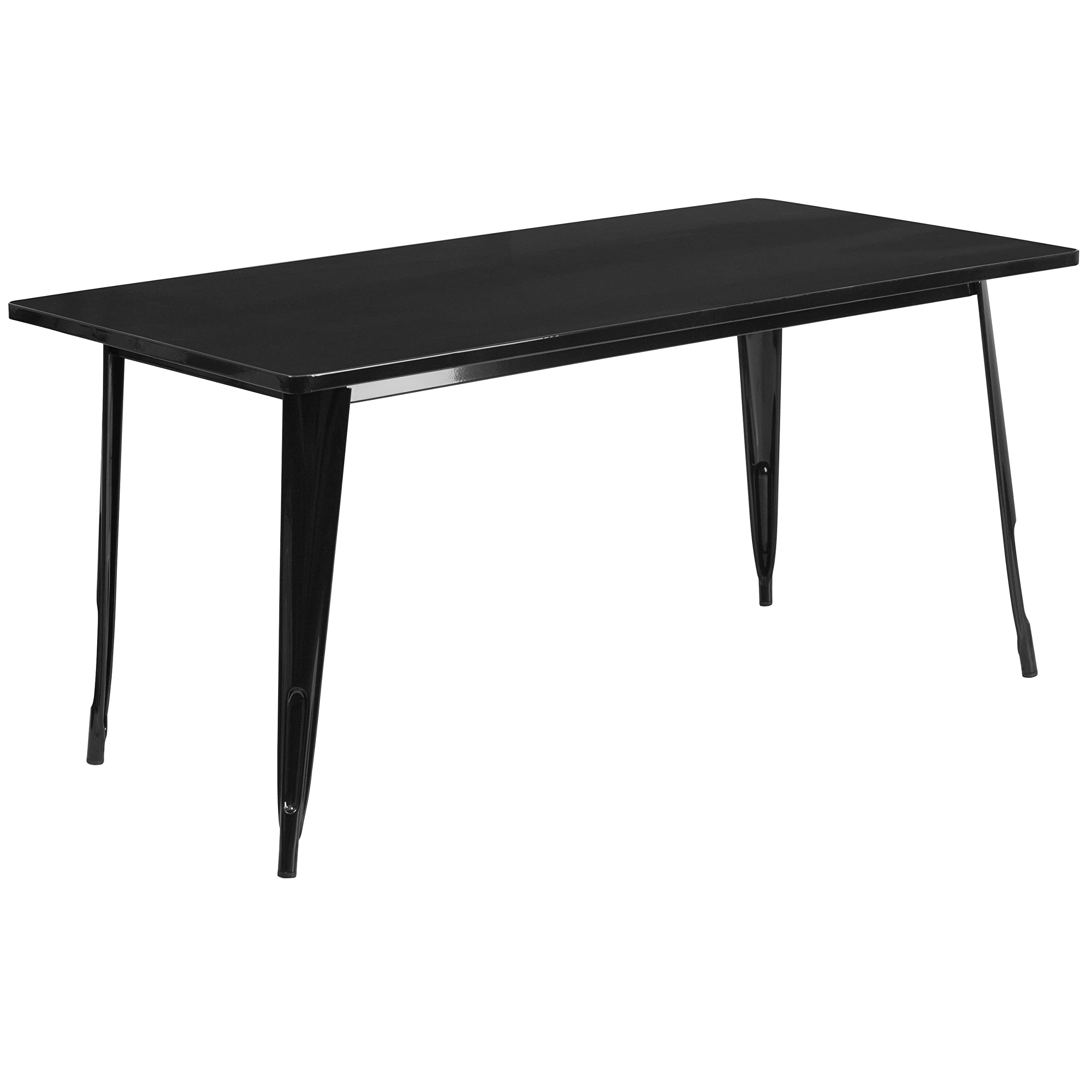 Flash Furniture Commercial Grade 31.5" x 63" Rectangular Black Metal Indoor-Outdoor Table Set with 4 Stack Chairs