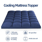 Mattress Topper Twin For Back Pain, Extra Thick Mattress Pad Cover, Plush Pillow Top, Deep Elastic Pocket, Navy