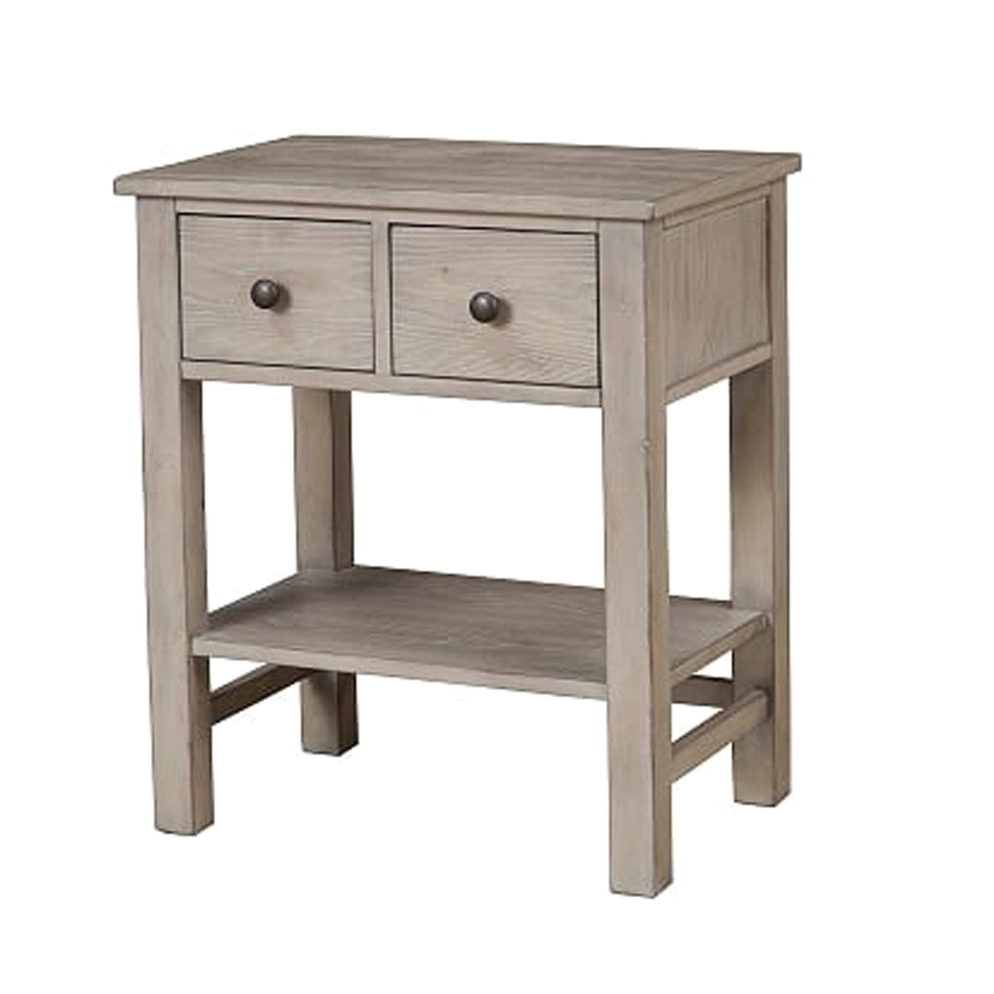 Benjara Transitional Nightstand with Two Drawers and Bottom Shelf, Gray