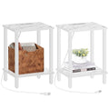Tutotak End Table With Charging Station, Side Table With Usb Ports And Outlets, Nightstand, 2-Tier Storage Shelf, Sofa Table For Small Space Tb01Bmw041