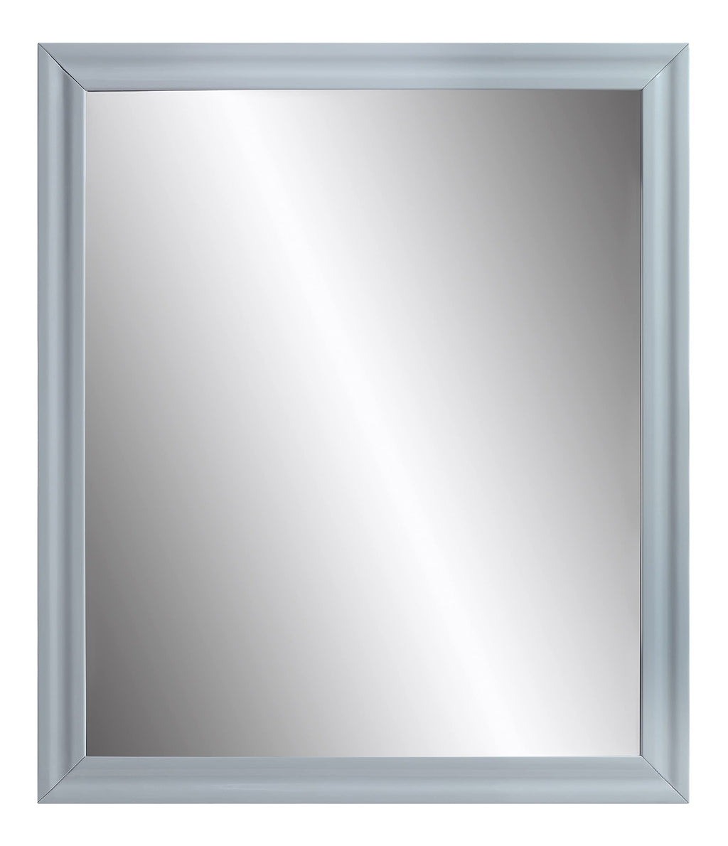 Acme Gaines Rectangle Wooden Frame Mirror In Gray High Gloss