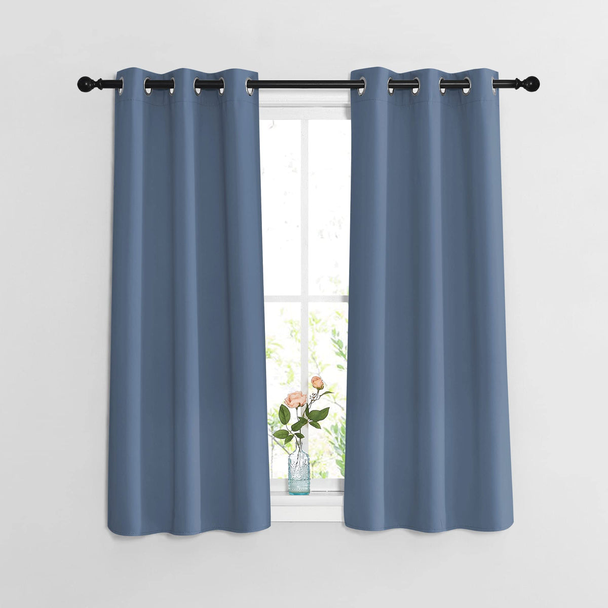 Nicetown Bedroom Blackout Curtains And Drapes 48' Long 2 Panels Set - Window Treatment Thermal Insulated Solid Grommet Window T