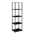 Convenience Concepts Designs2Go Classic Glass Shelves 15.75" - 5-Tier Glass Tower Room Décor, Modern Shelves for Storage and Display in Living Room, Bathroom, Bedroom, Office, Black Glass