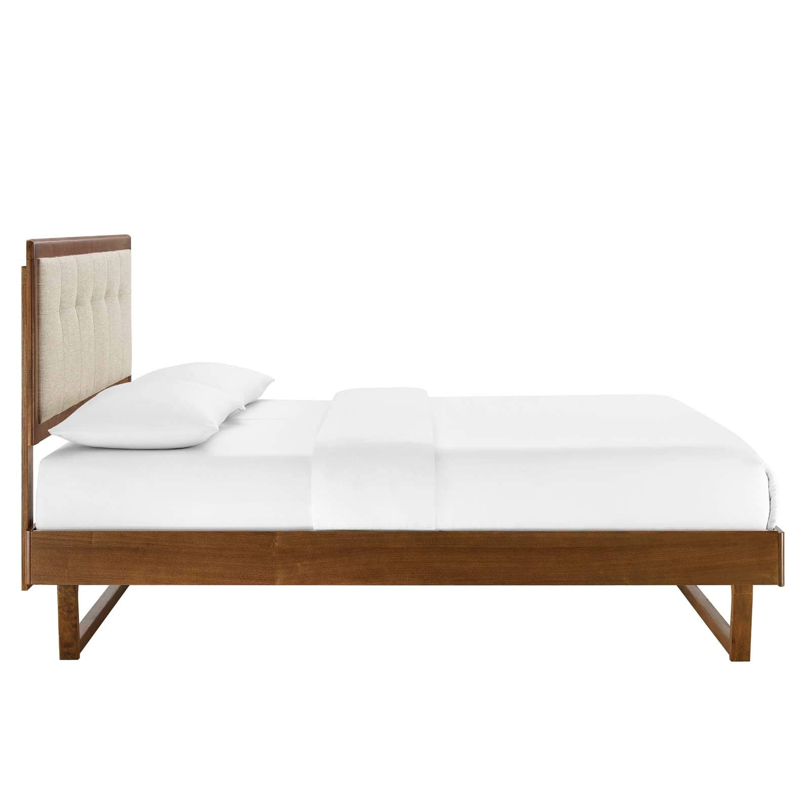 Modway Mod-6384-Wal-Bei Willow Queen Wood Platform Bed With Angular Frame, Walnut Beige