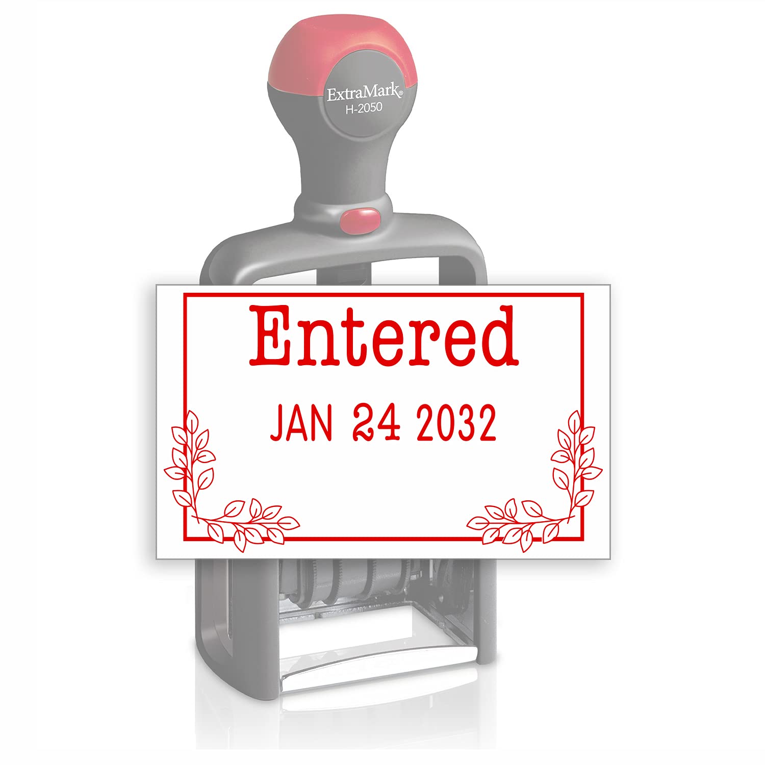 Heavy Duty Style Office Date Stamp With Entered - Self Inking Dater - Style D - Red Ink Color