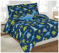 Linen Plus Full Size 8Pc Comforter Set For Boys Dinosaur Dark Blue Green Grey