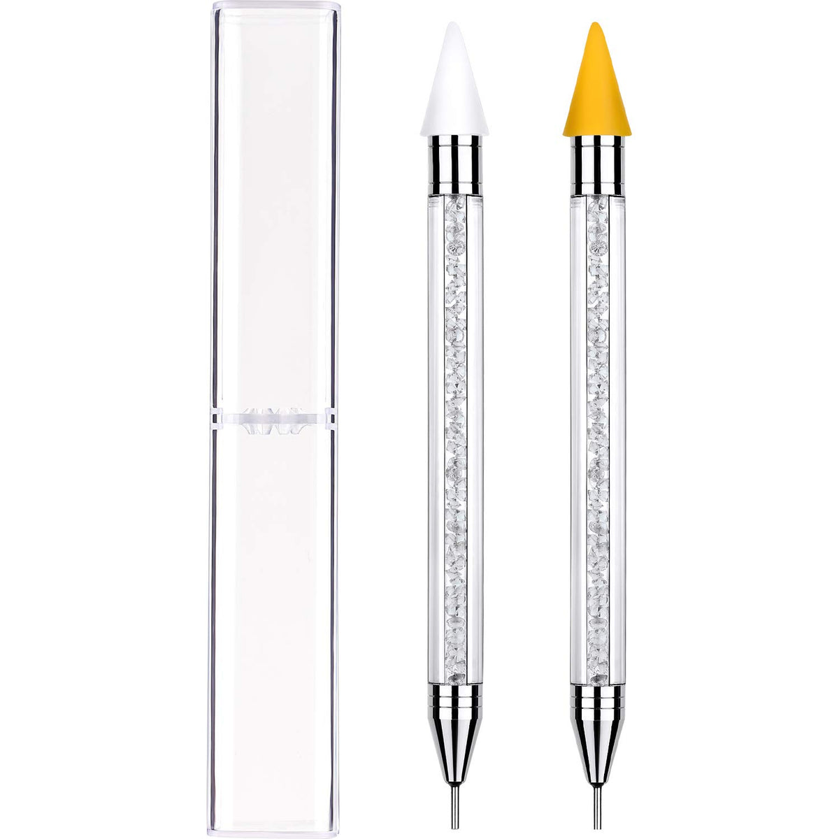 Tatuo 2 Pieces Rhinestone Picker Dotting Pen, Dual-ended Rhinestone Gems Crystals Studs Picker Wax Pencil Pen Crystal Beads Hand