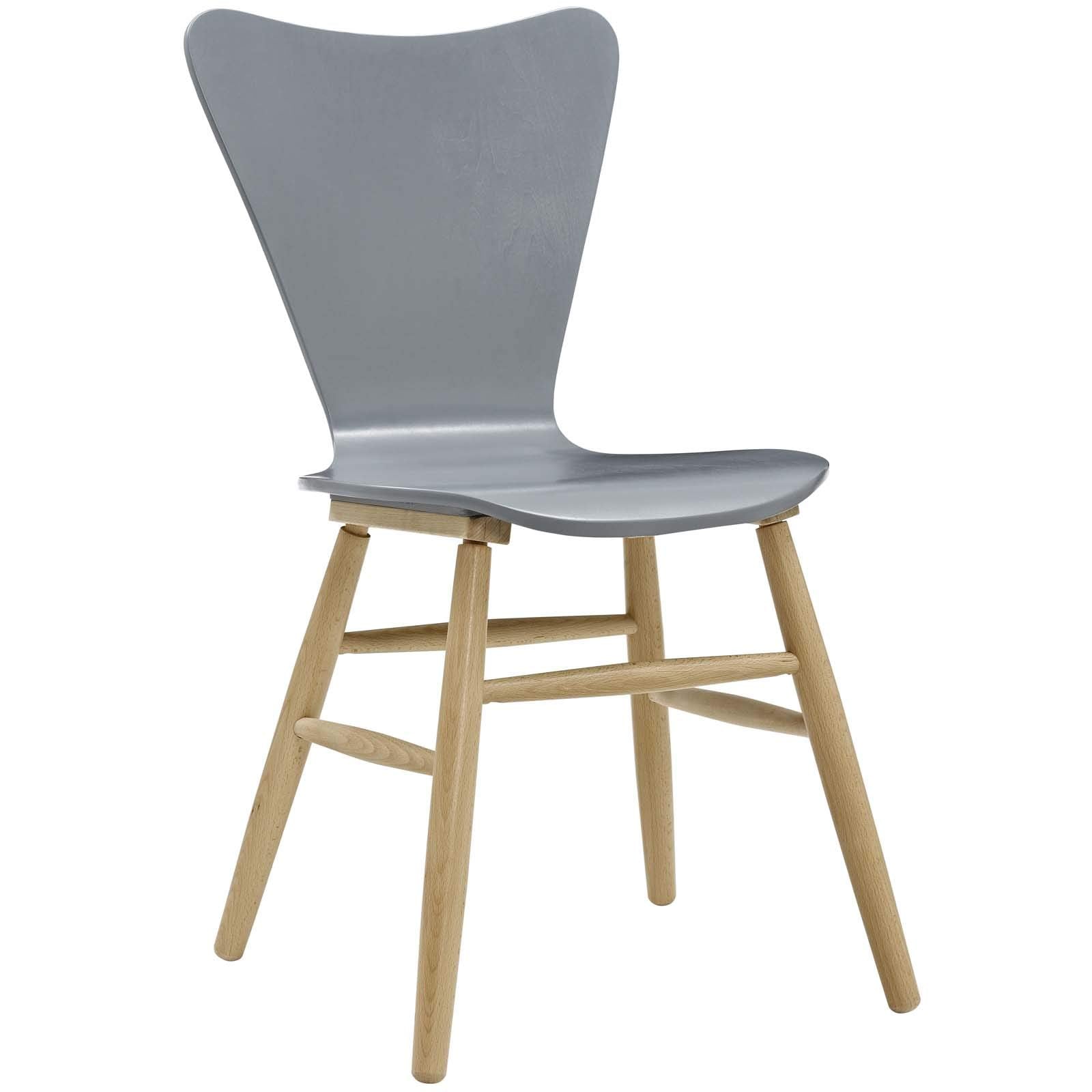 Modway Cascade Mid-Century Modern Wood Two Kitchen And Dining Room Chairs In Gray