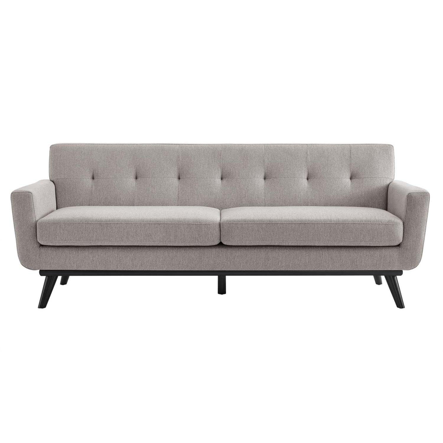 Modway Engage Modern Tufted Back Textured Fabric Sofa In Light Gray