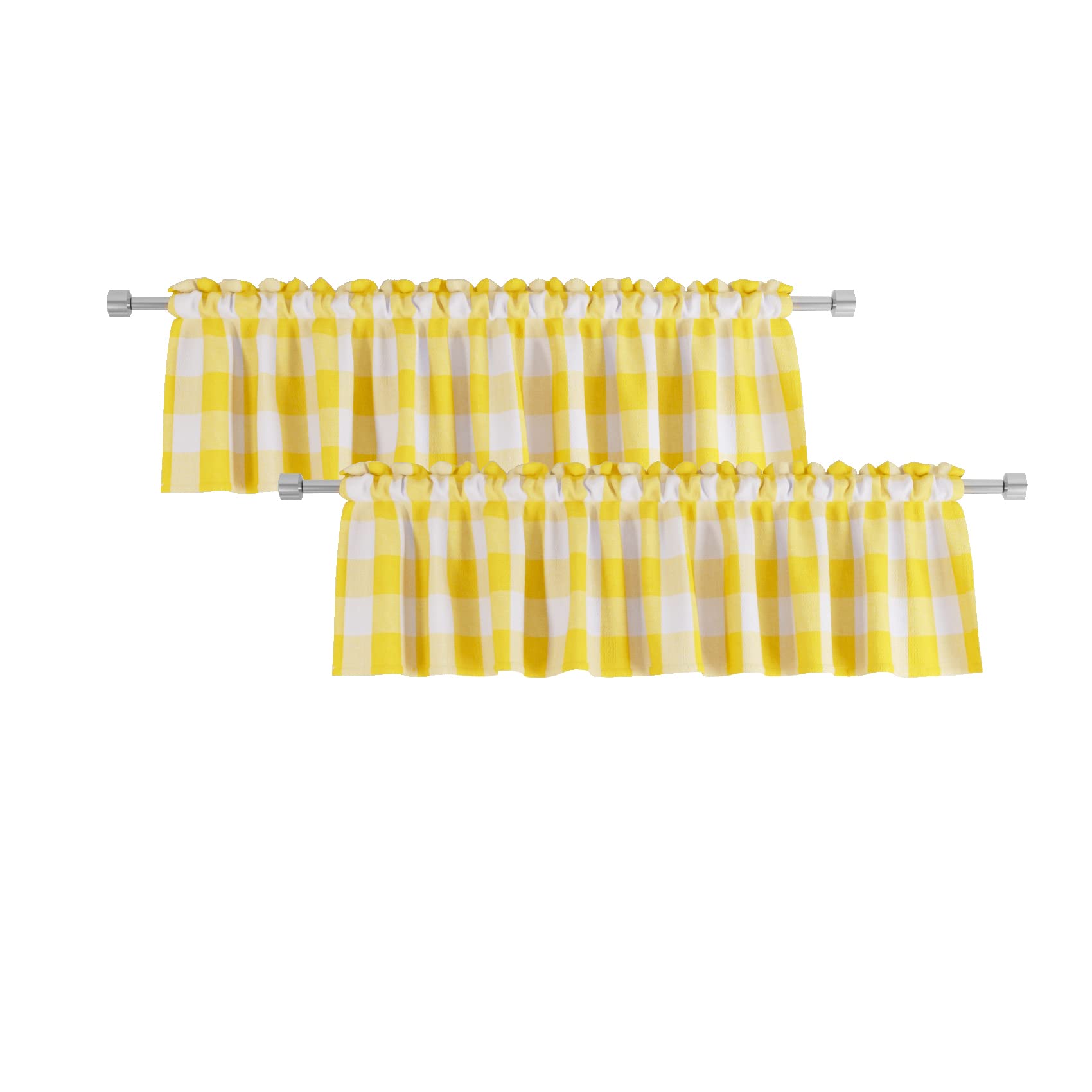 2 Pack Buffalo Check Valances For Windows Living Room 18 Inches Long Classic Gingham Plaid Bedroom Bathroom Rod Pocket Country F