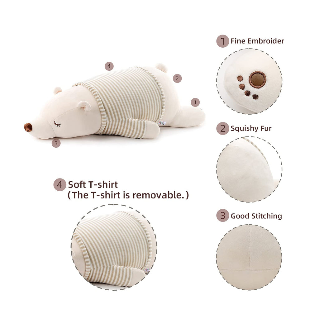 Niuniu Daddy Stuffed Animals Polar Bear 17.7 In Large Plush Toy For Kids Kawaii Plushies Adorable Squishy Cuddle Pillow For Slee