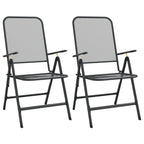 vidaXL Anthracite Folding Patio Chairs 2 pcs | Expanded Metal Mesh | Adjustable Positions | Easy Assembly | Industrial Style