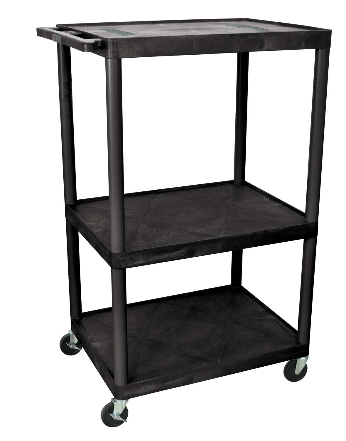 LUXOR LE54-B Video Table Presentation Endura AV Cart with 3 Plastic Open Shelves, Black