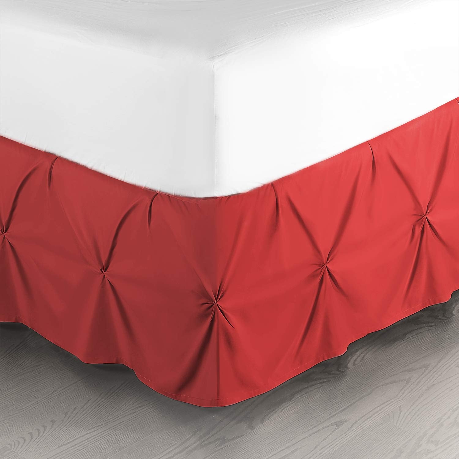 Nestl Red Bed Skirt Full Size, Pinch Pleat Full Bed Skirt, 14 ' Inch Drop Full Bedskirt, Hotel Quality Red Bed Skirts, Premium