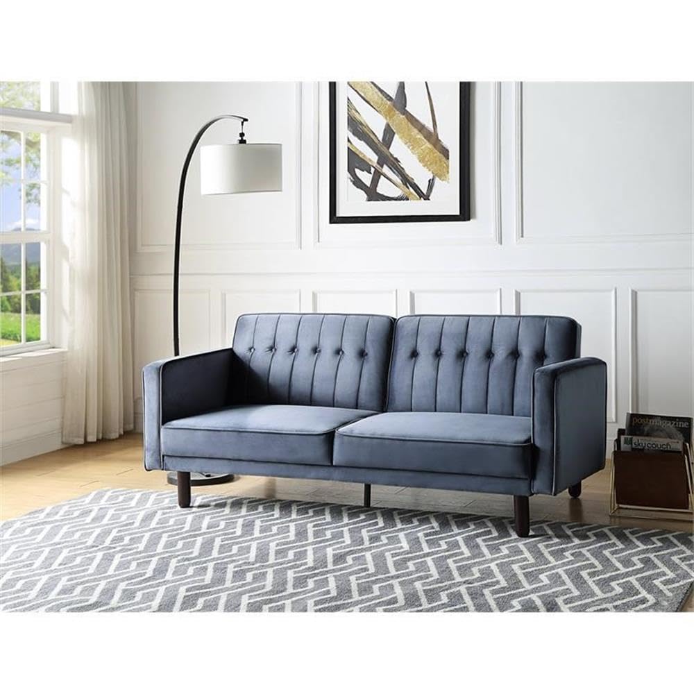 Acme Qinven Tufted Velvet Upholstery Adjustable Sofa with Track Arm in Dark Gray