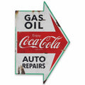 Coca-Cola Auto Shop Metal Sign - Gas, Oil, Auto Repairs Distressed Metal Wall Decor for Garage, Car Shop, or Man Cave