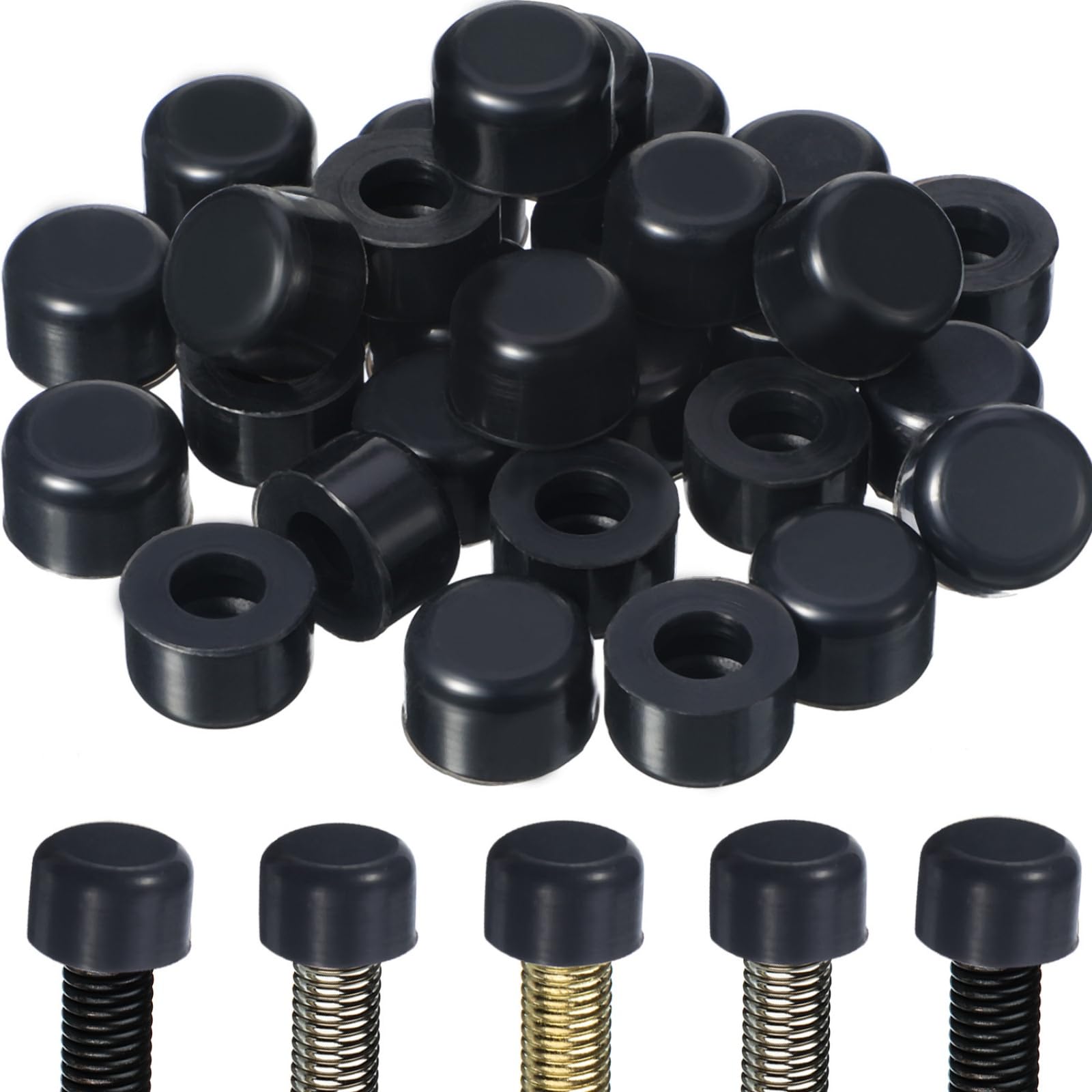 Outus 15 Pcs Rubber Door Stop Silicone Replacement Door Stop Caps Tips Bumpers For Wall And Floor Protection, Universal Size (Bl