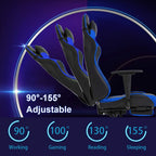 Bestoffice Gaming Chair With Footrest,Ergonomic Office Chair,Adjustable Swivel Desk Chair,Reclining Computer Lumbar Support And Headrest,Racing Style Video Gamer (Blue)