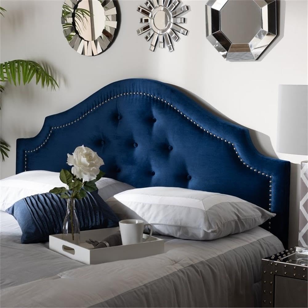 Baxton Studio Cora Velvet Upholstered Queen Headboard - Thumbnail 4