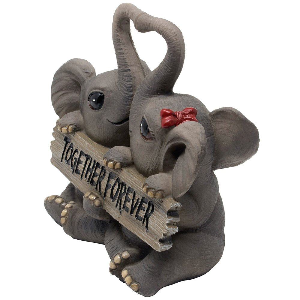 Loving Elephant Couple Figurine With Together Forever Sign And Heart Shape Trunks For Decorative Girls Bedroom Decor Statues Or