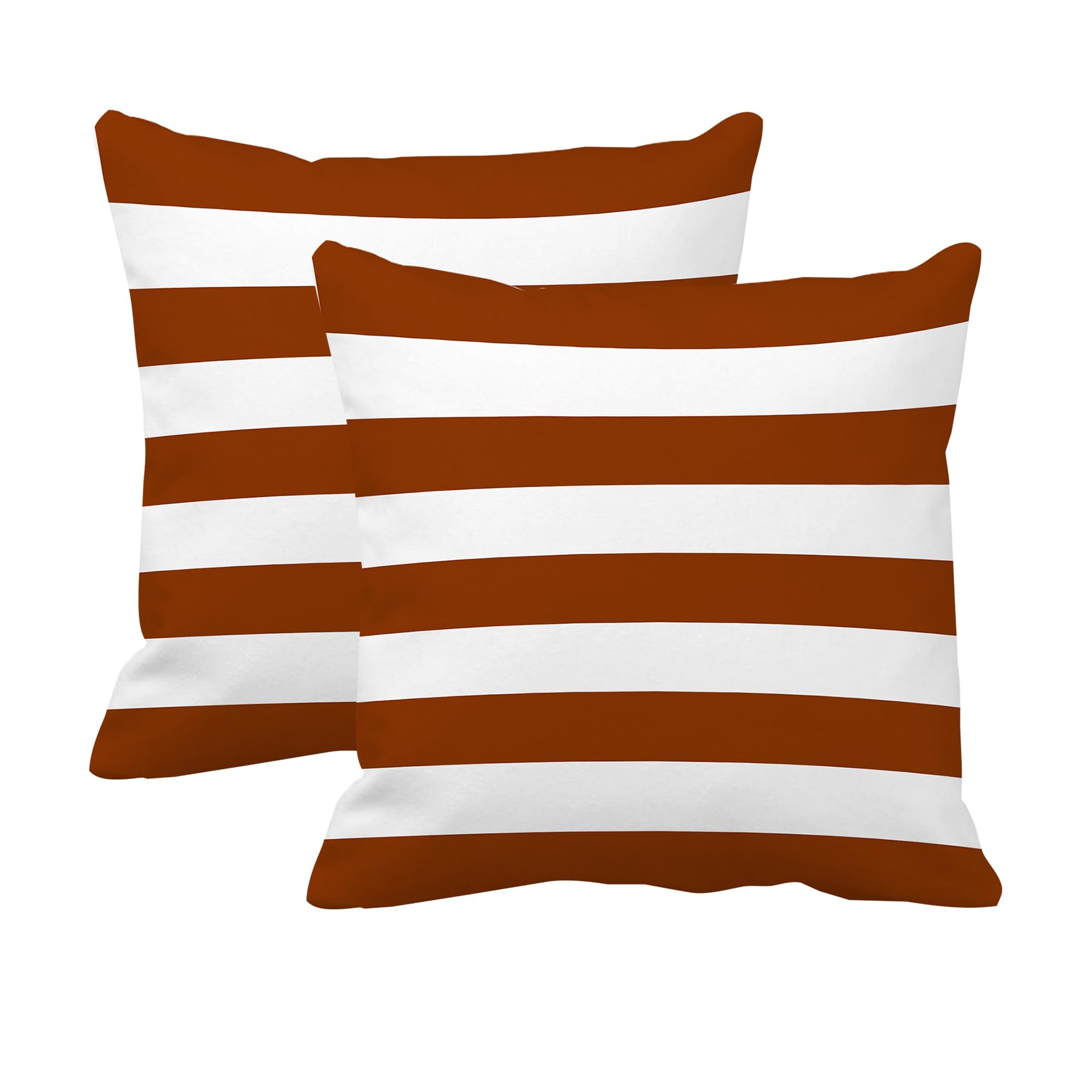Leaveland Burnt Orange And White Stripe Set Of 2 16X16 Inch Throw Pillow Cover Rust Brown Terracotta Striped Decorative Soft Cus