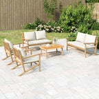 vidaXL Bamboo Patio Lounge Set - 5 Piece Outdoor Furniture with Cream White Cushions, Comfortable Seating Experience, Practical Garden Sofa Set with Sturdy Table