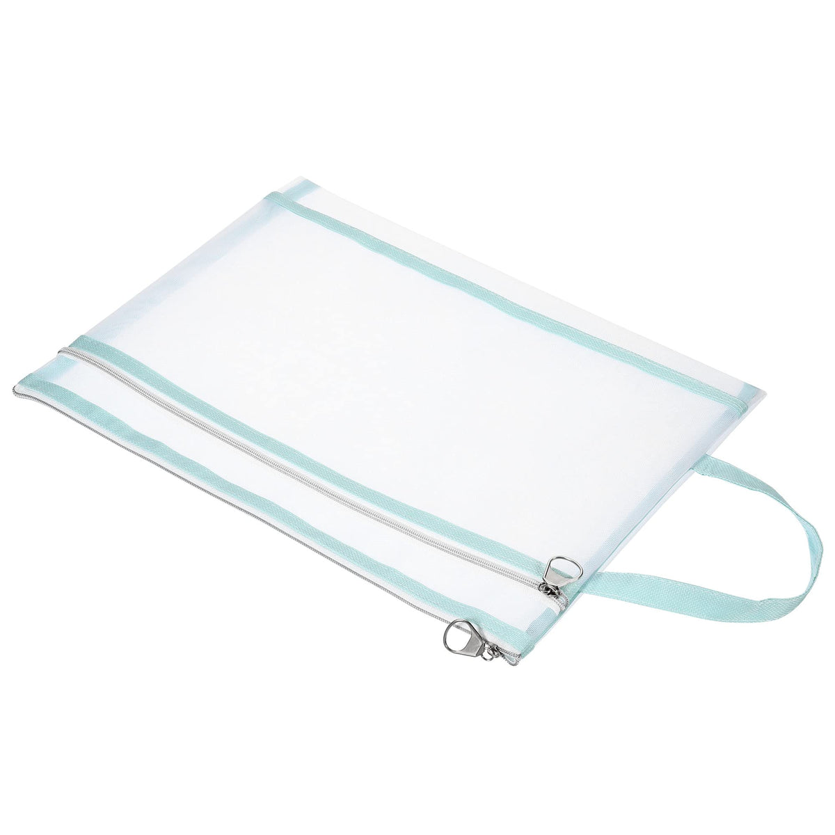 Patikil Nylon Document Zip Pouch With Handle A4 Mesh Clear Files Bag For Office Business, Green