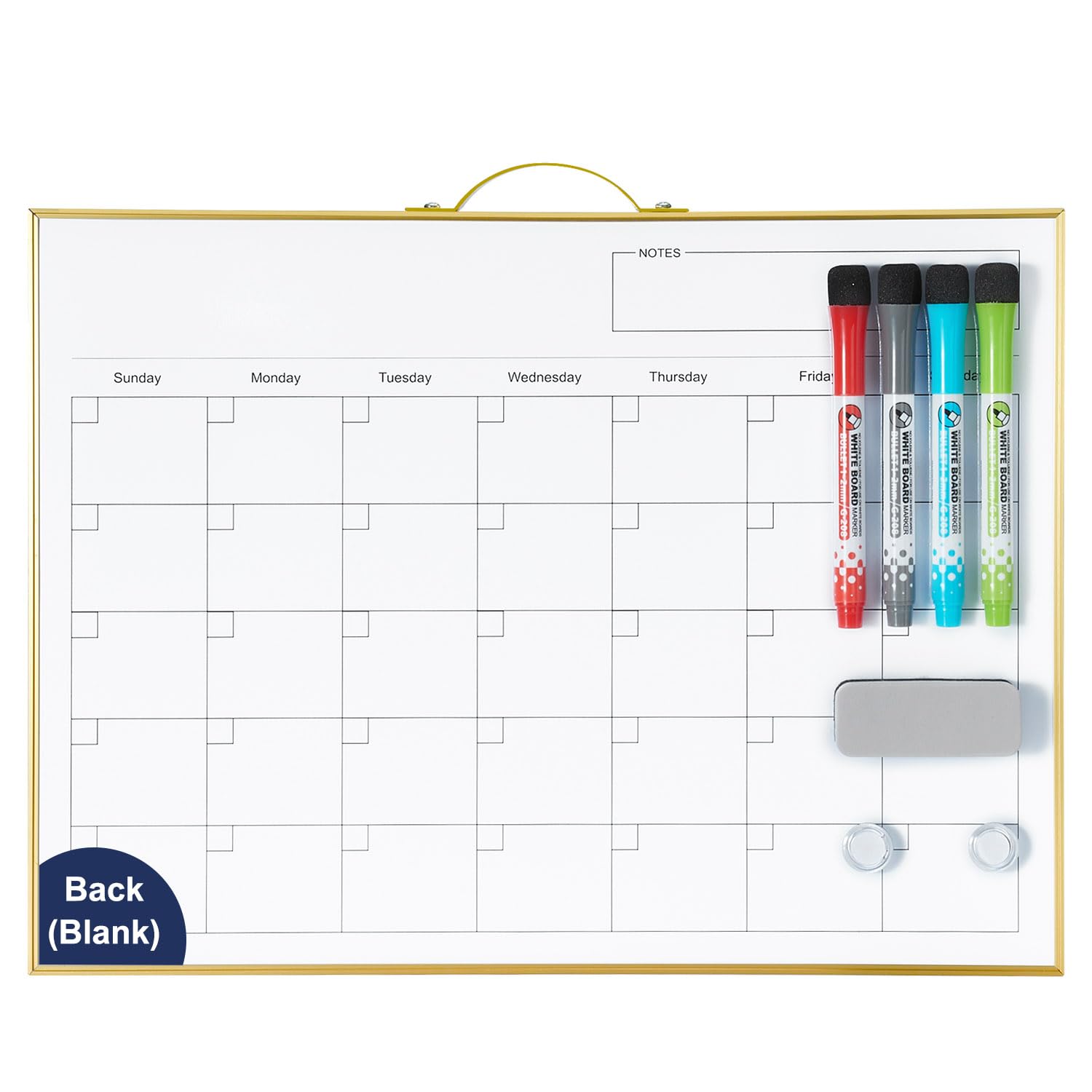 Tsj Office White Board Calendar - 12 X 16 Inches Magnetic Dry Erase Board Monthly Calendar, Double Sided Writing Tablets With A
