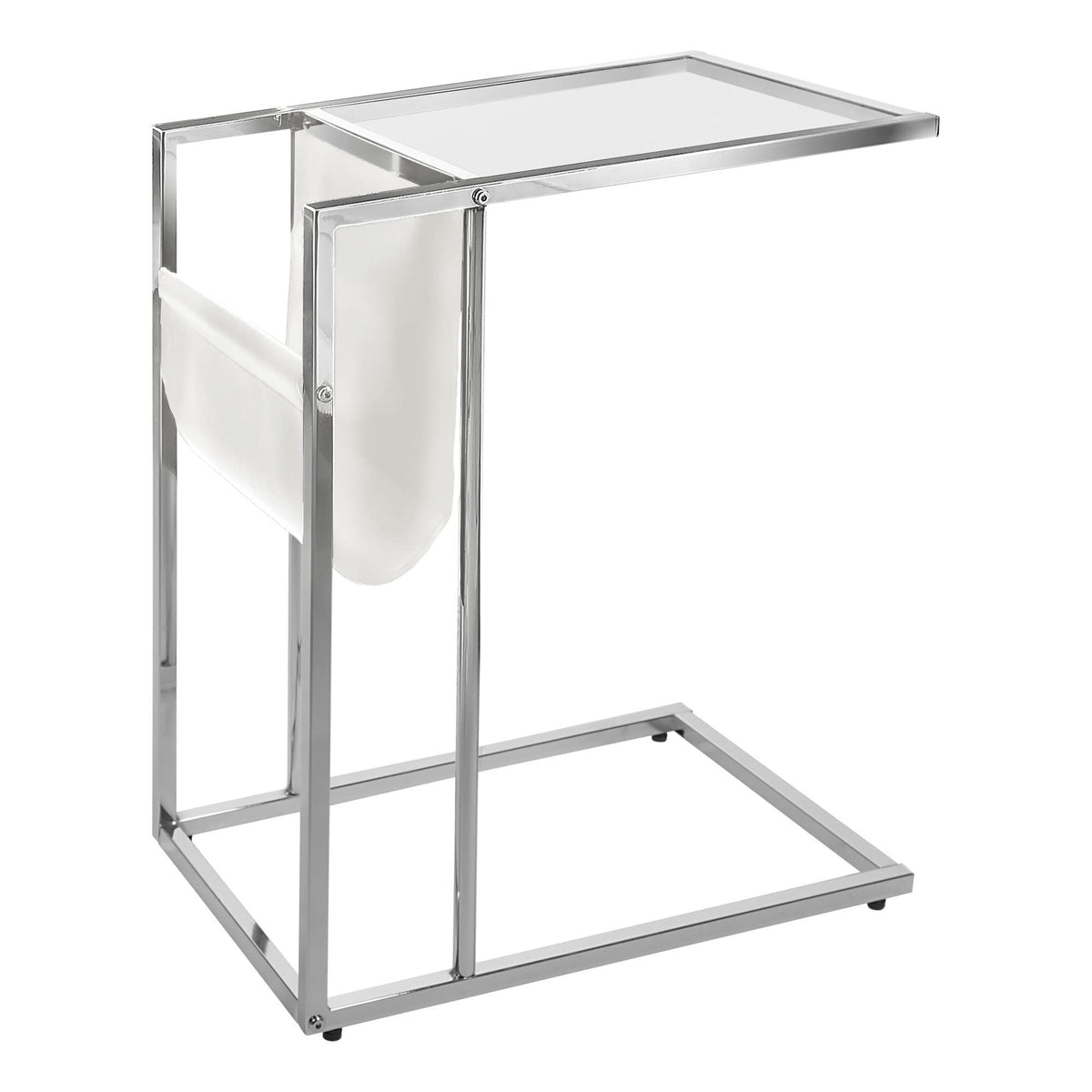 HomeRoots MDF,Laminate, Metal Accent Table - Dark Taupe with Chrome Metal